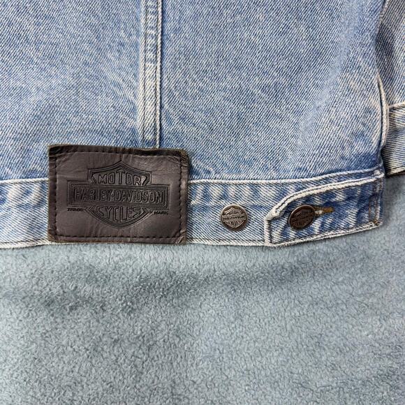 Harley-Davidson Vintage Denim Jacket American Eagle Embroidered Women's Medium - Picture 7 of 10